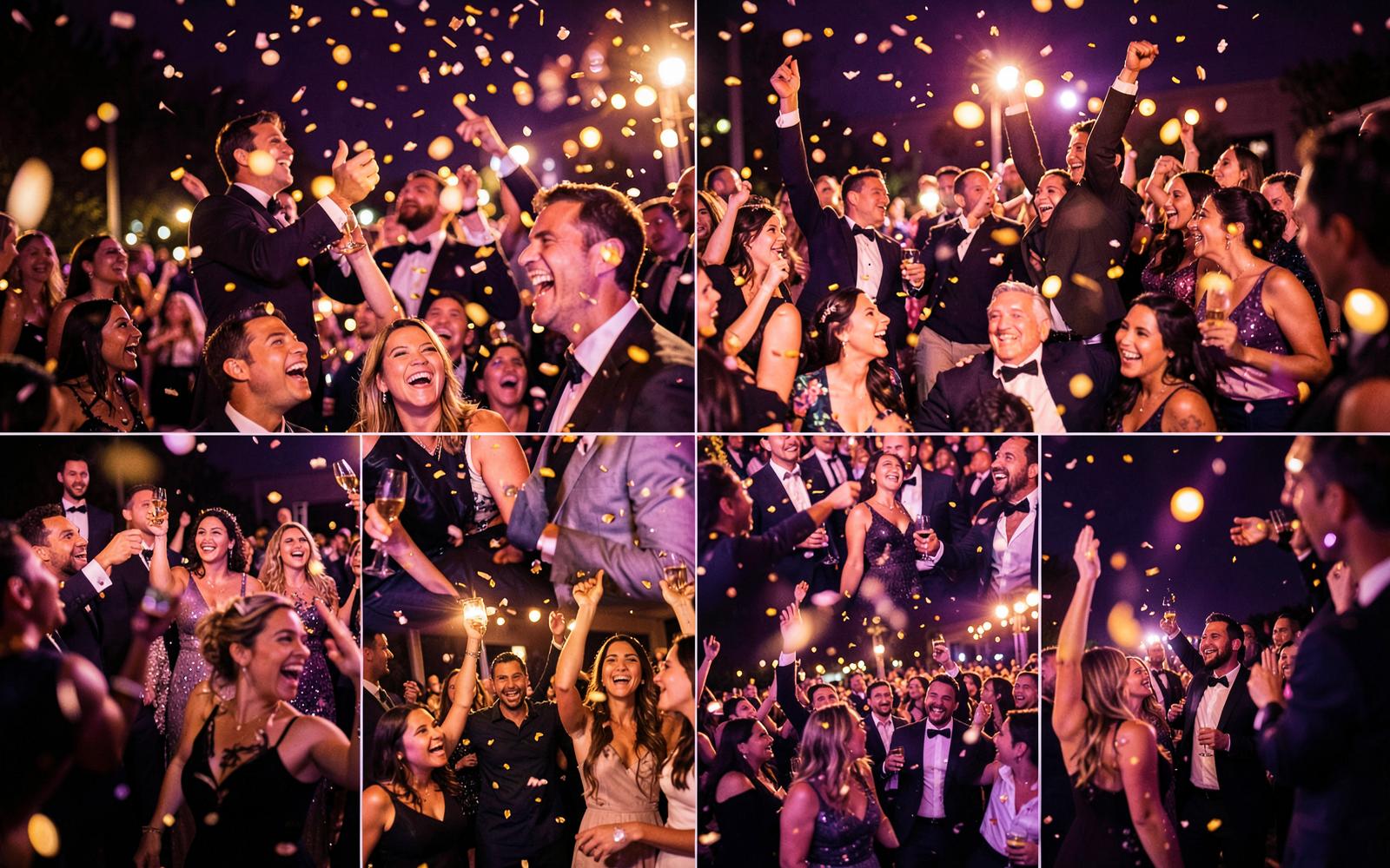 People celebrating at an evening event